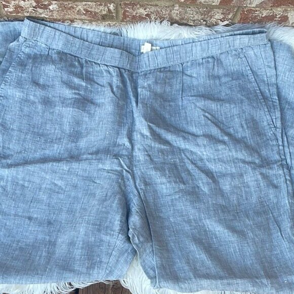 Eileen Fisher 100% Organic Linen Women's Size L Blue Pull On Ankle Pants - Picture 2 of 7